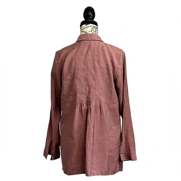 J. Jill Pink Modal Pleated Button Front Blouse XS Lagenlook Boho Peasant Forest - Picture 5 of 10
